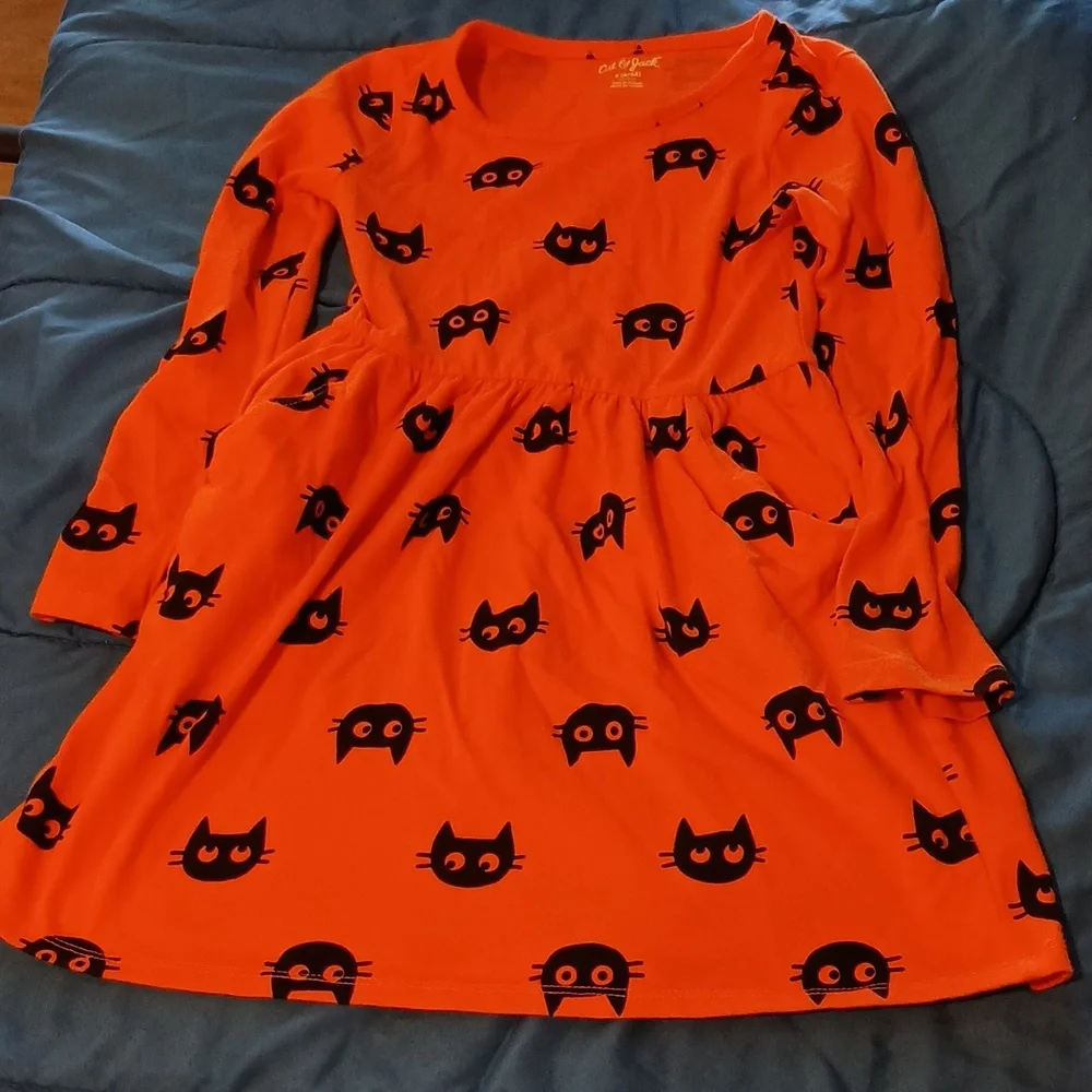 Cat & Jack Halloween black cat girls long sleeve dress S